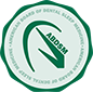 The image shows a circular logo with a green border, featuring a stylized white letter  A  inside a larger white circle, and below it, there is text that reads  BOARD OF DENTAL SLEEP MEDICINE  in capital letters.